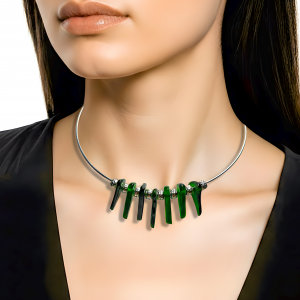 Halskette -Liva grün-silber-